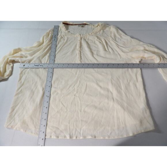 Frye & Co Top Shirt 1X White Gauzy Boho Peasant Ruffle Balloon Sleeve - Picture 3 of 12